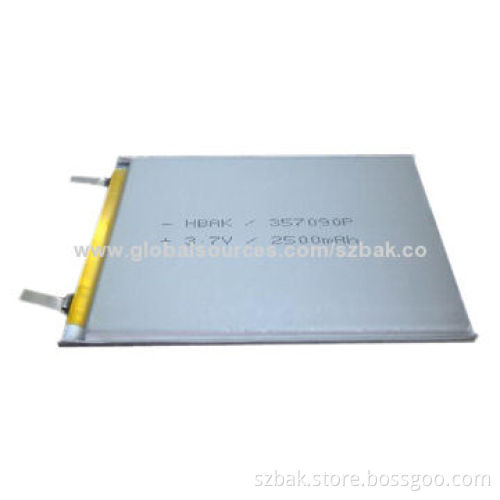 Factory ultra-thin rechargeable 3.7V polymer Li 2500mAH, OEM services available